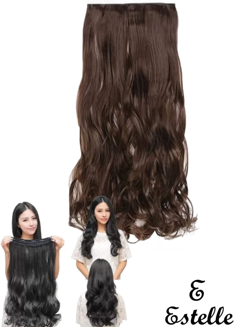 إستيل وصلة شعر كاملة الرأس قطعة واحدة طويلة مستقيمة ومموجة مع 5 مشابك مناسبة للنساء والفتيات لون الجسم المموج رقم 10 - Image 1